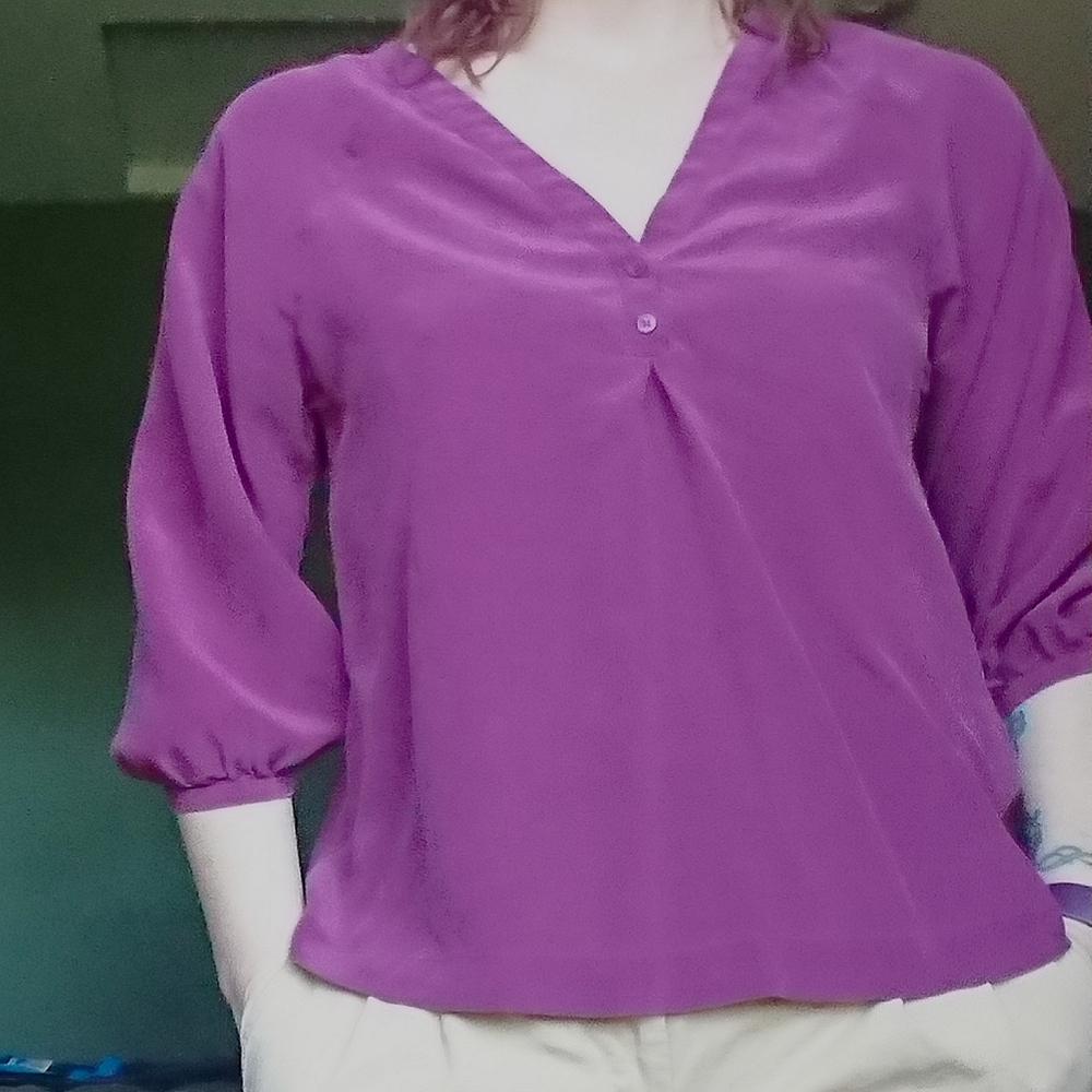 Joie Robin 100% Silk 3/4 Sleeve Blouse Sz XS EUC